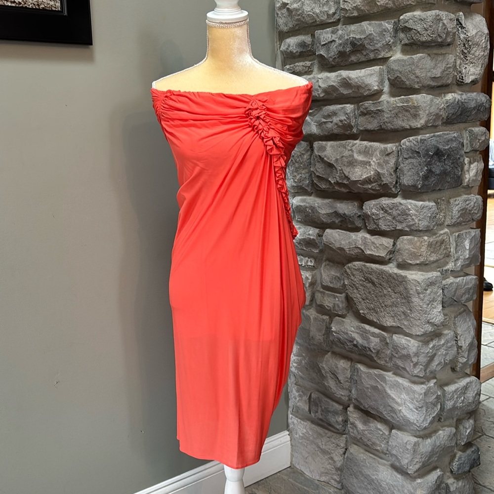 Yigal Azrouel strapless dress, coral color, Size 4